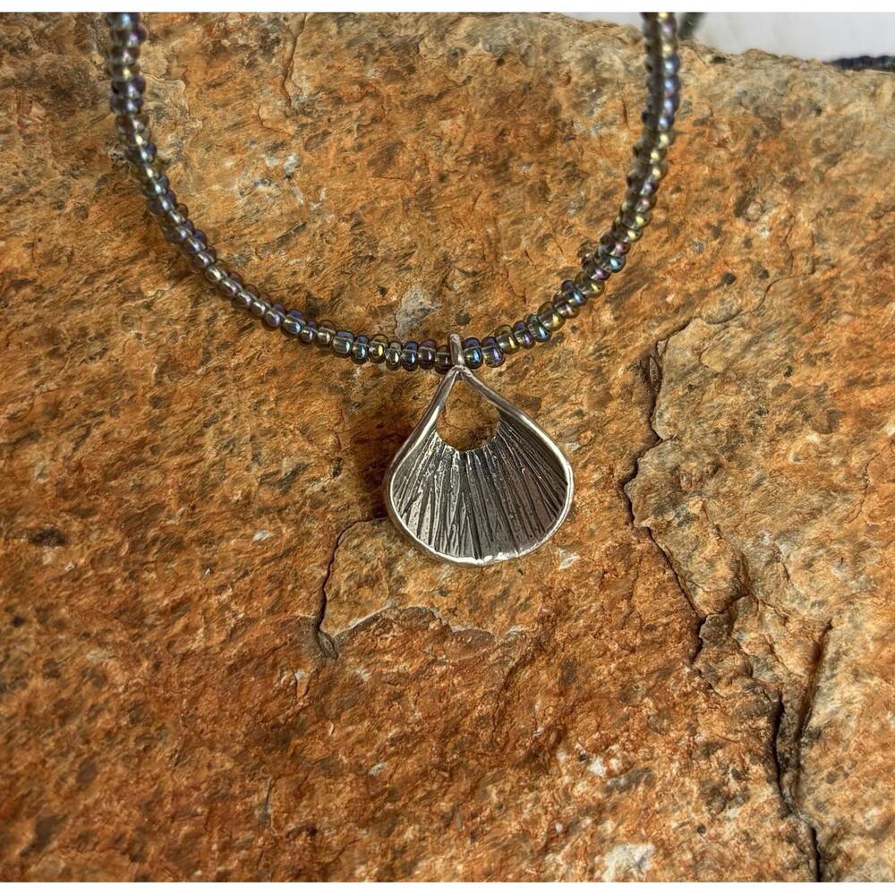 Peyote Bird Sterling Silver Charm Beaded Choker‎ J162